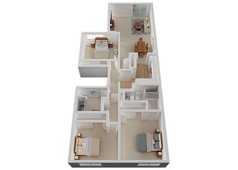Three Bed Two Bath Floor Plan at The Glens, San Jose, CA, 95125