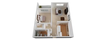 One Bed One Bath Floor Plan at The Monterey , California