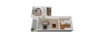 One bedroom One bathroom Floor Plan at The Monterey , California, 95117