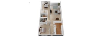 Two Bed Two Bath Floor Plan at The Monterey , San Jose, CA, 95117