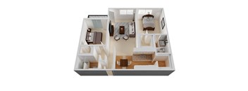 Two bedroom Two bathroom Floor Plan at The Monterey , San Jose, CA