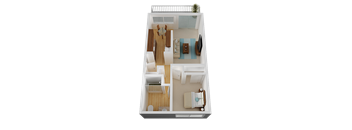 1 Bedroom 1 Bathroom Floor Plan at Valley West, San Jose