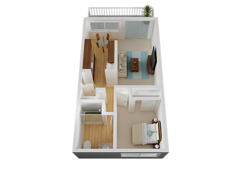 1 Bedroom 1 Bathroom Floor Plan at Valley West, San Jose