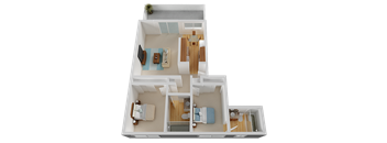 Two Bed Two Bath Floor Plan at Valley West, California