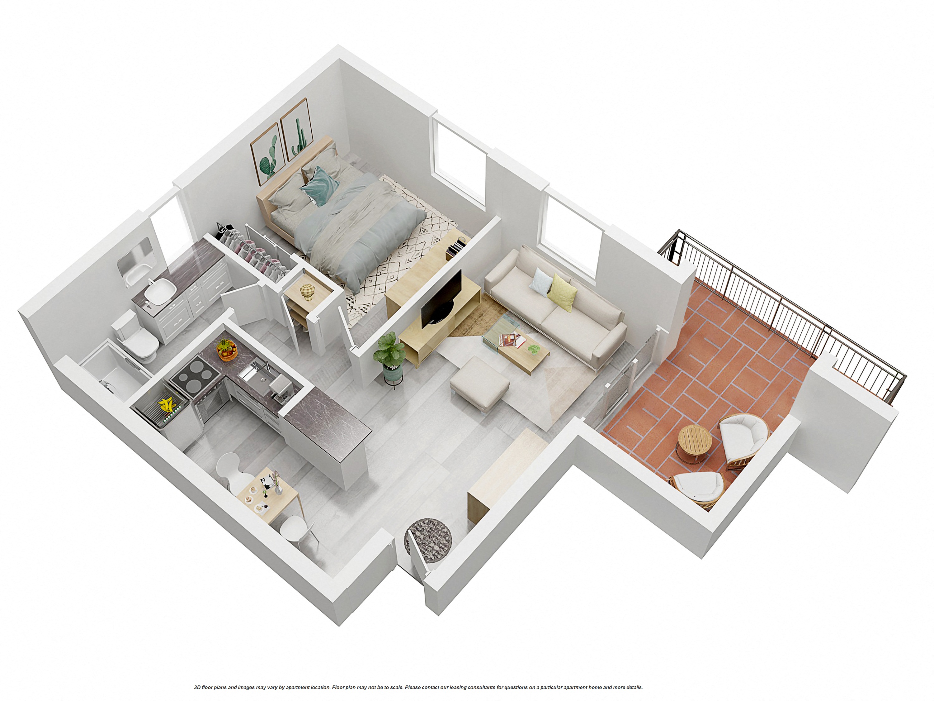 1 Bedroom with Balcony Floor Plan