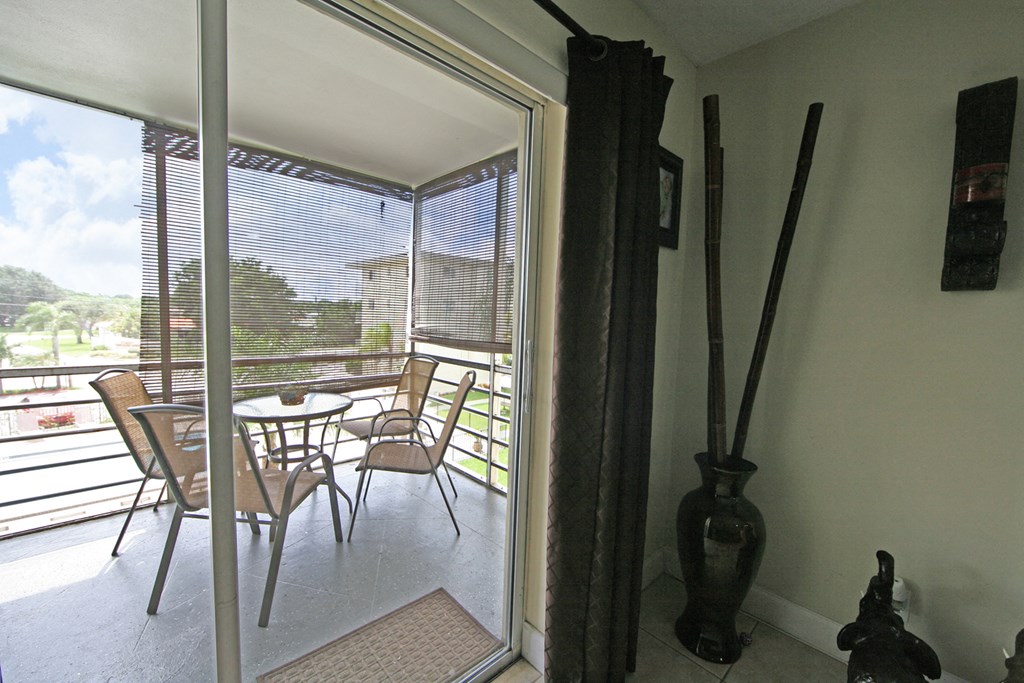 a view of the balcony from the living room