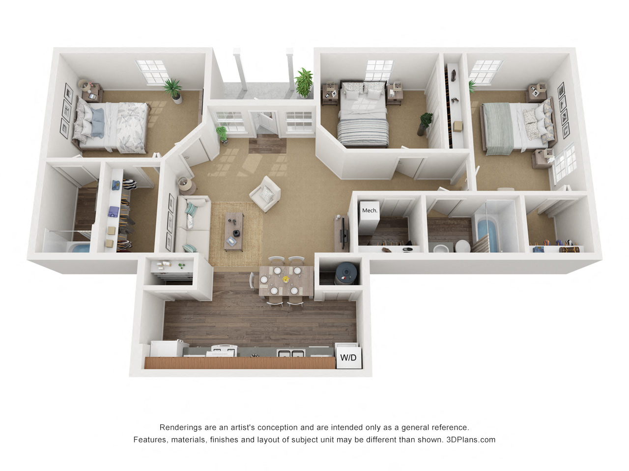 3 bed 2 bath Lemon Floor Plan at The Groves at Wimauma, Wimauma