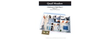 2 bed 1.5 bath floor plan C at Quail Meadow Apartments, Cincinnati, OH, 45240