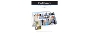 2 bed 1.5 bath floor plan E at Quail Meadow Apartments, Cincinnati, 45240