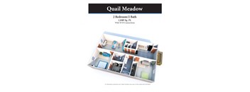 2 bed 2 bath floor plan at Quail Meadow Apartments, Cincinnati, OH