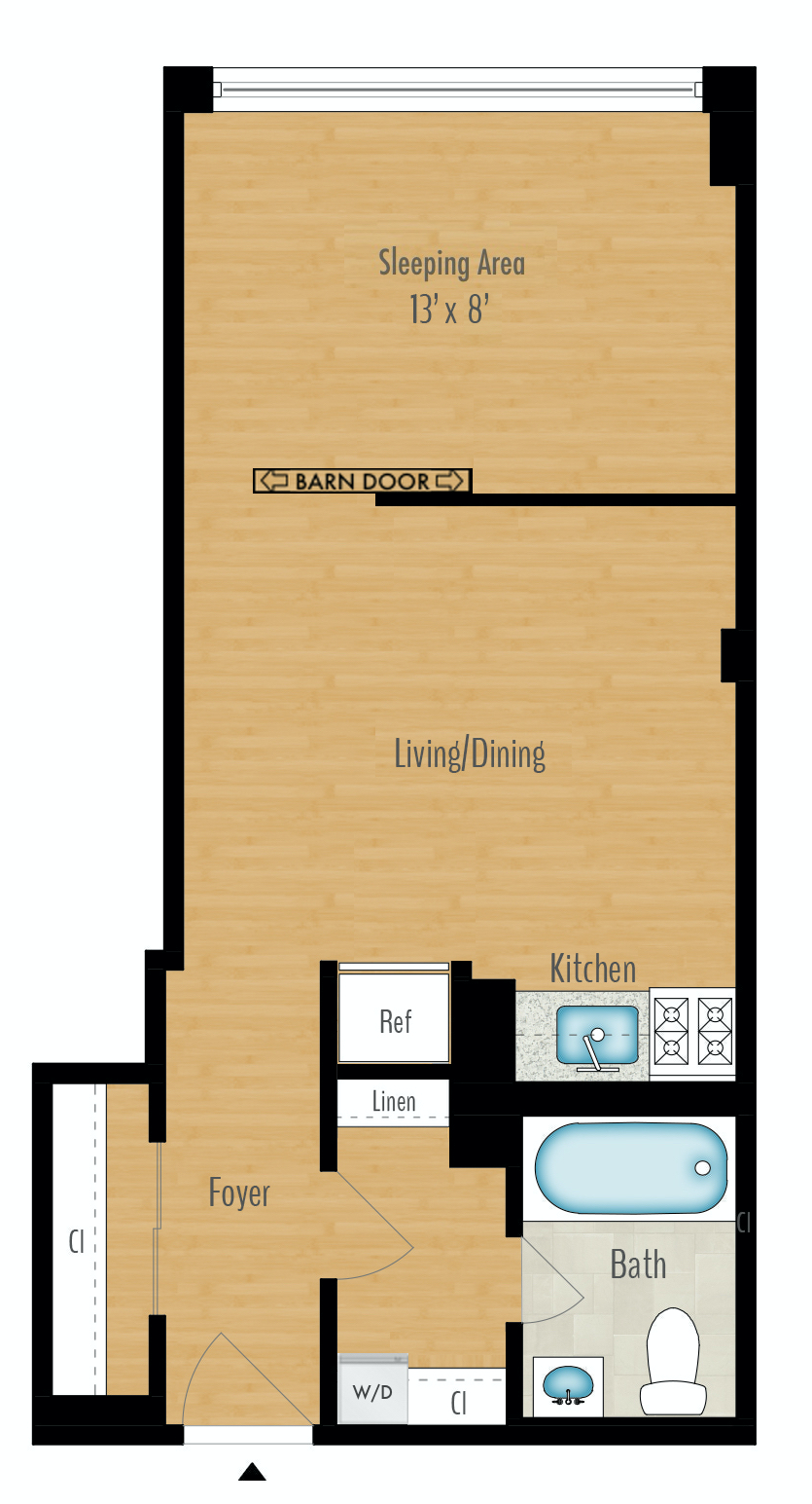 Jr. 1-Bedroom A - 457 SQ FT