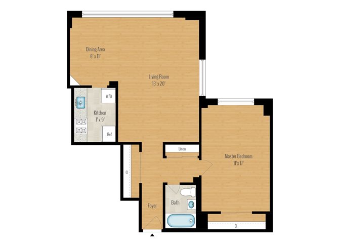 1 Bedroom A - 882 SQ FT