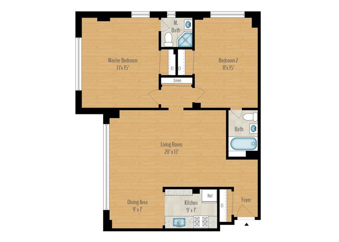 2 Bedroom A - 1081 SQ FT