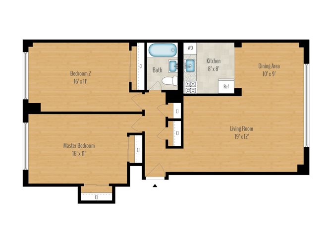 2 Bedroom A - 1029 SQ FT