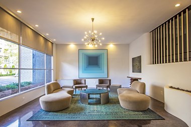 seating area in the lobby of Gelmarc Towers