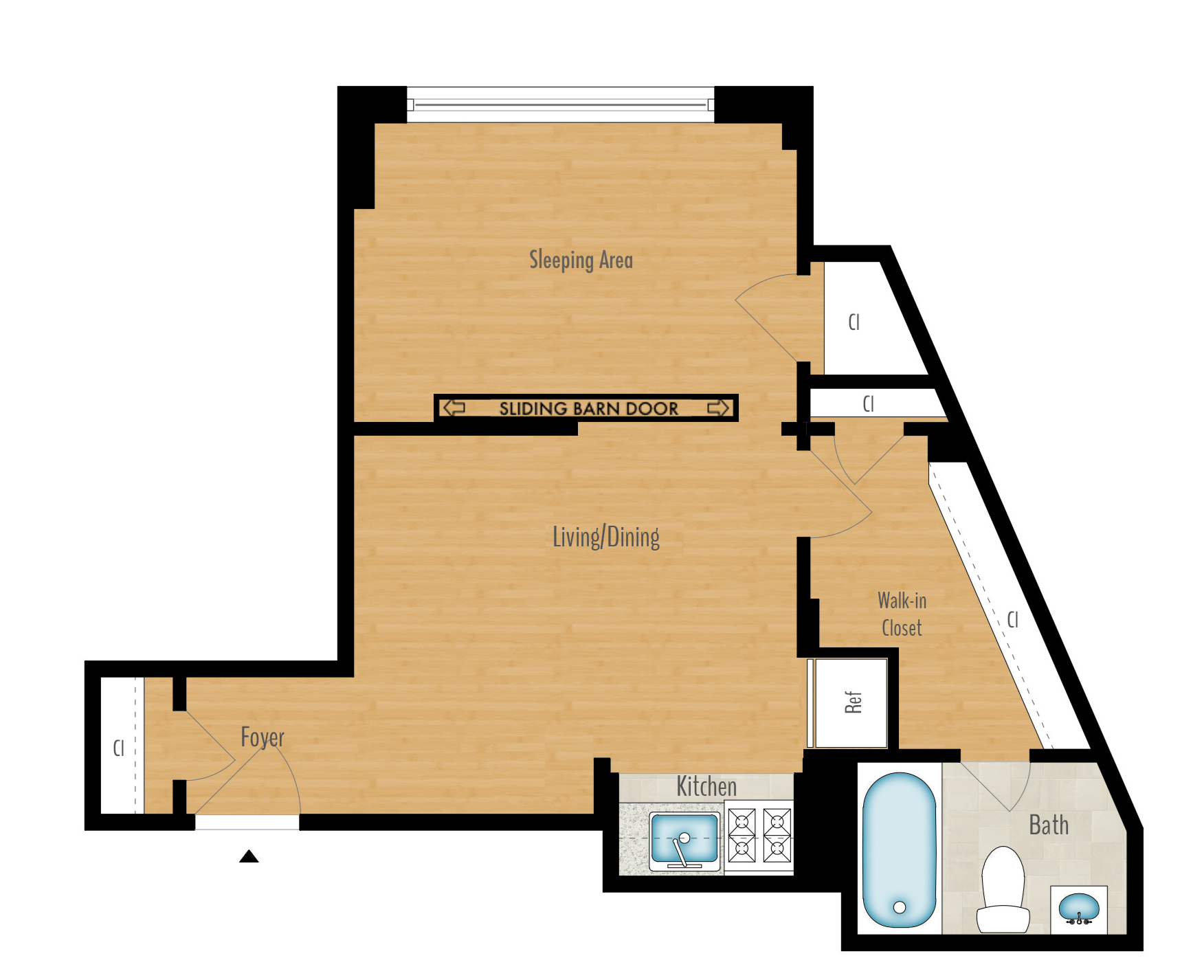 Jr. 1 Bedroom A - 451 SQ FT