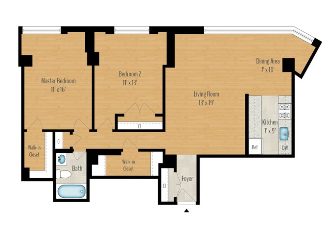 2 Bedroom A - 1050 SQ FT