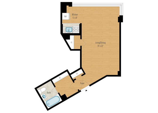 Studio A - 462 SQ FT