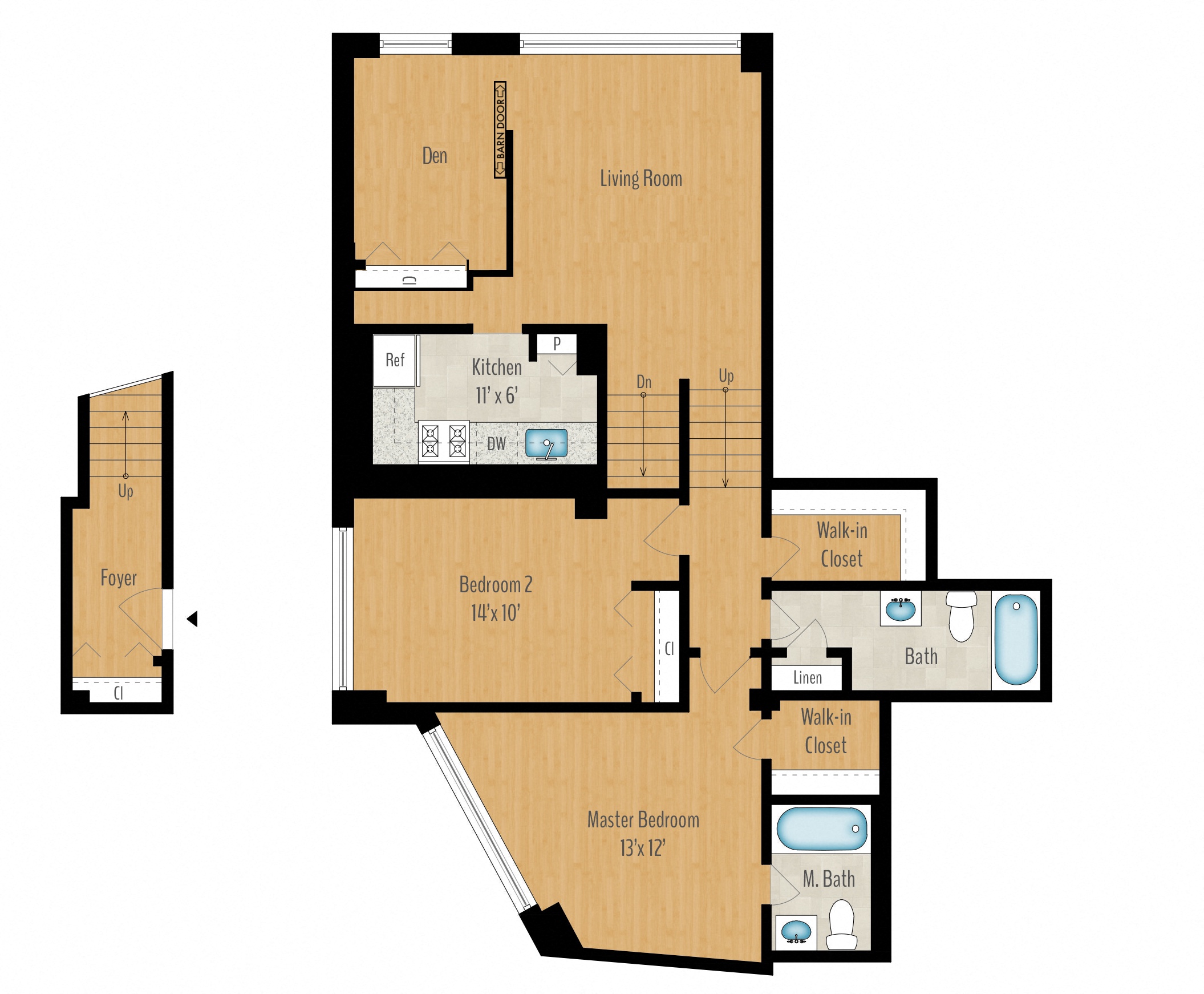 2 Bedroom + Den D - 1,192 SQ FT