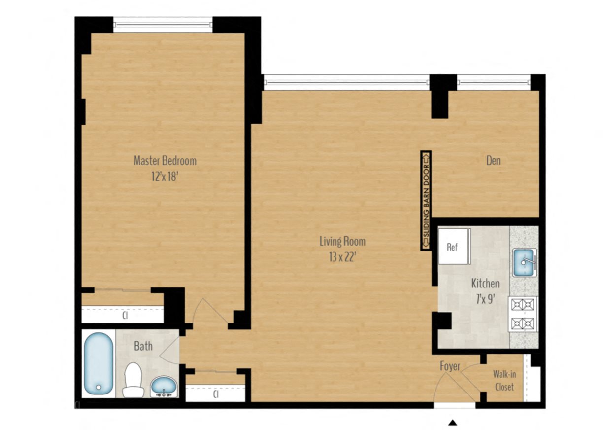 1 Bedroom + Den H - 800 SQ FT 1 Bedroom + Den H - 800 SQ FT