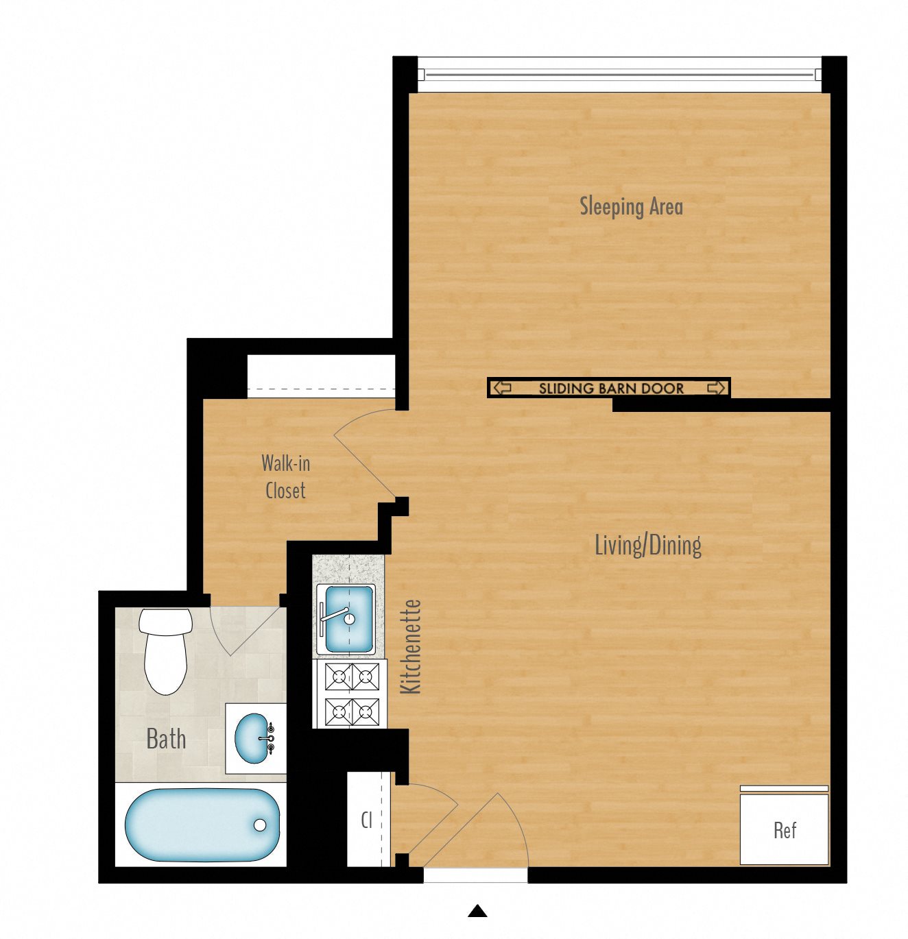 Jr. 1 Bedroom A - 415 SQ FT