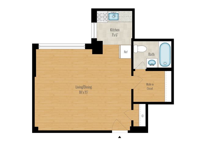 Studio A - 478 SQ FT