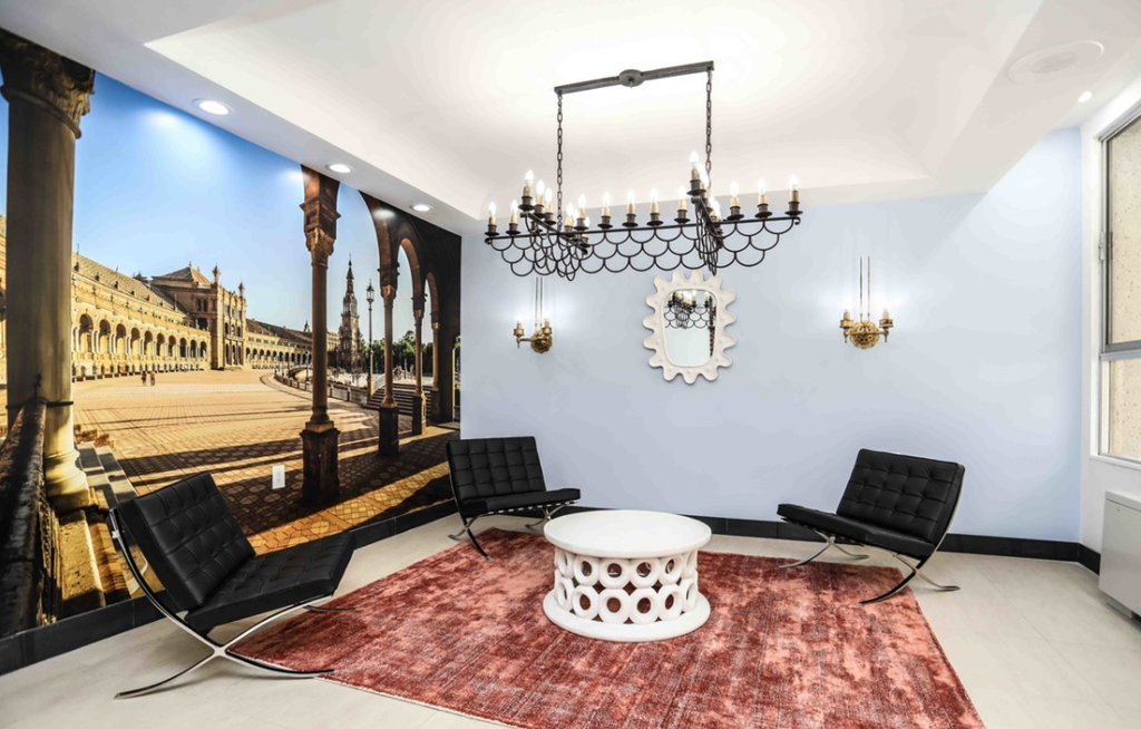 seating area in the lobby of The Seville apartments