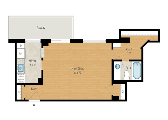 Studio A - 557 SQ FT