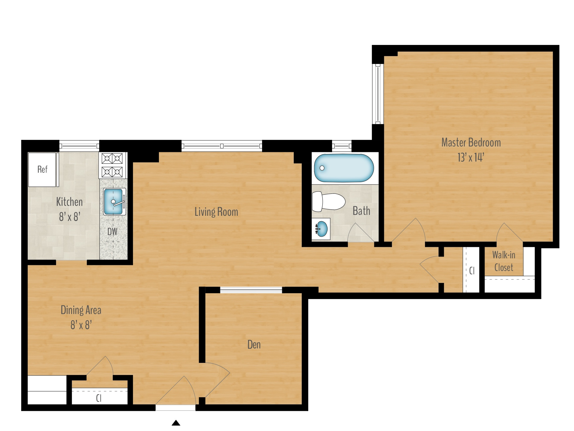 1 Bedroom + Den H - 740 SQ FT 1 Bedroom + Den H - 740 SQ FT