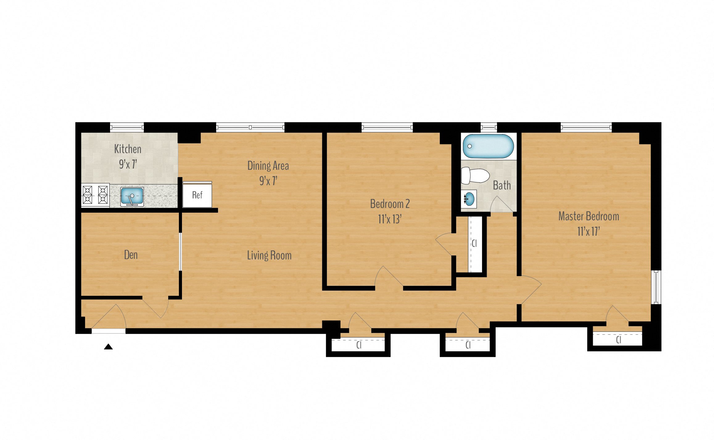 2 Bedroom + Den C - 977 SQ FT