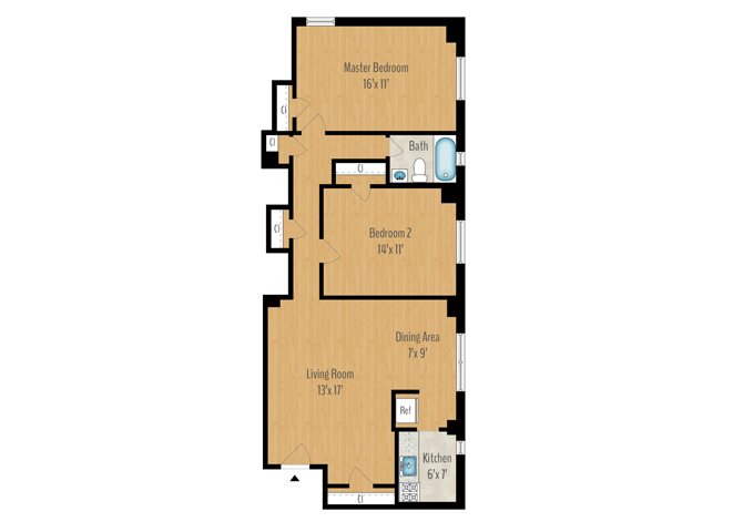2 Bedroom A - 982 SQ FT