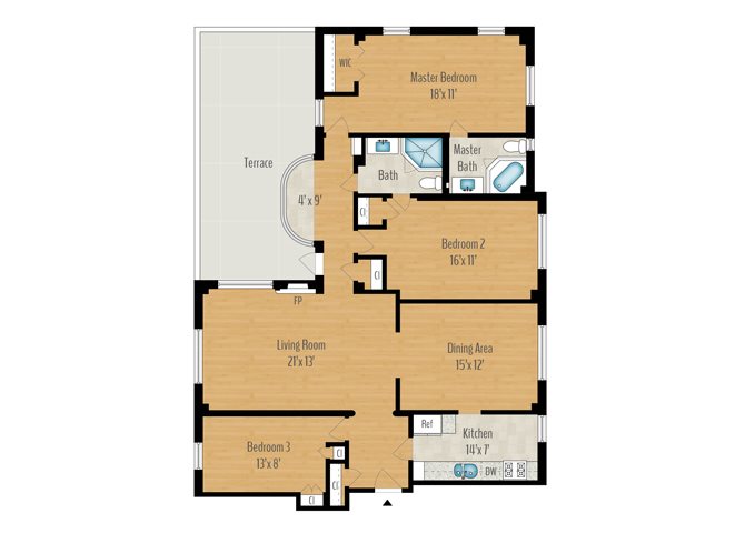 3 Bedroom A - 1545 SQ FT