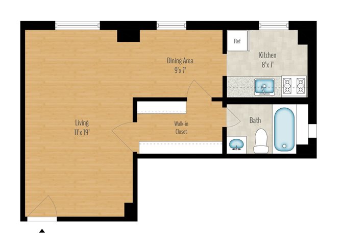 Studio A - 460 SQ FT