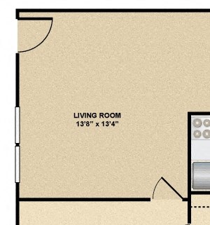 1 Bedroom - 1 Bath (576 sq/ft) 1 Bedroom/1 Bathroom