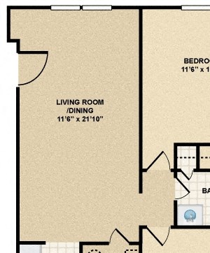 2 Bedroom - 1 Bath (805 sq/ft) 2 Bedroom/1 Bathroom