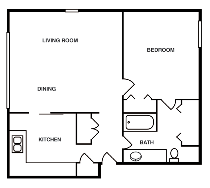 1 Bedroom/1 Bathroom B