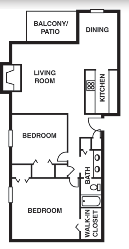 2 Bedroom/1Bathroom A