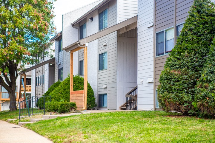 our apartments are located in a quiet neighborhood with grass