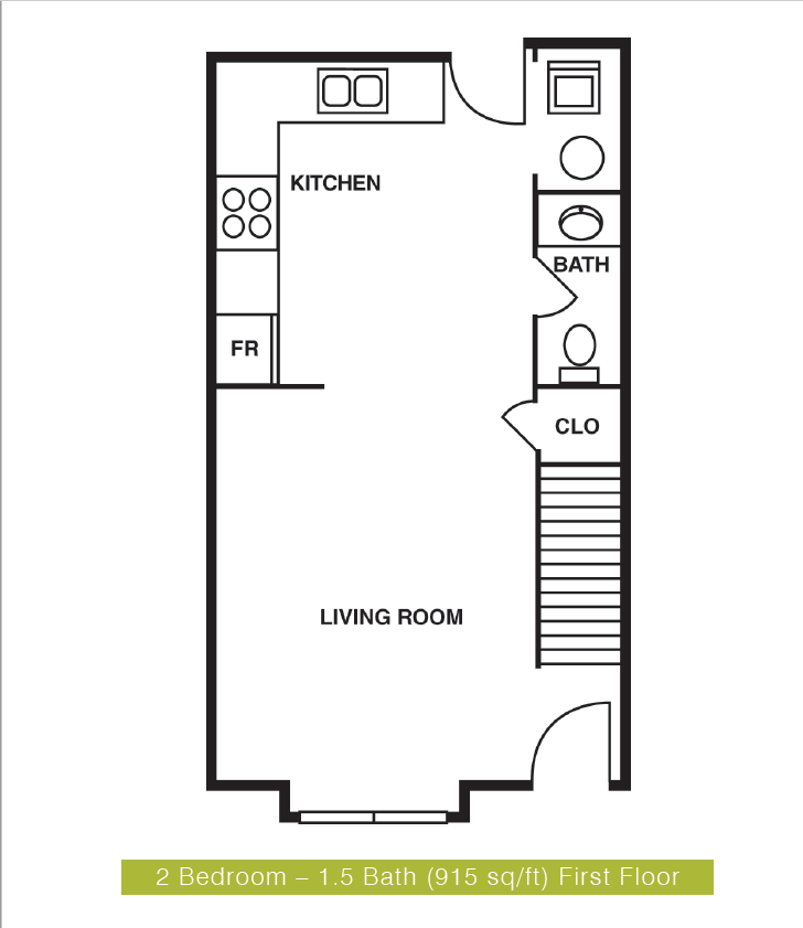 2 Bedroom/1.5 Bathroom