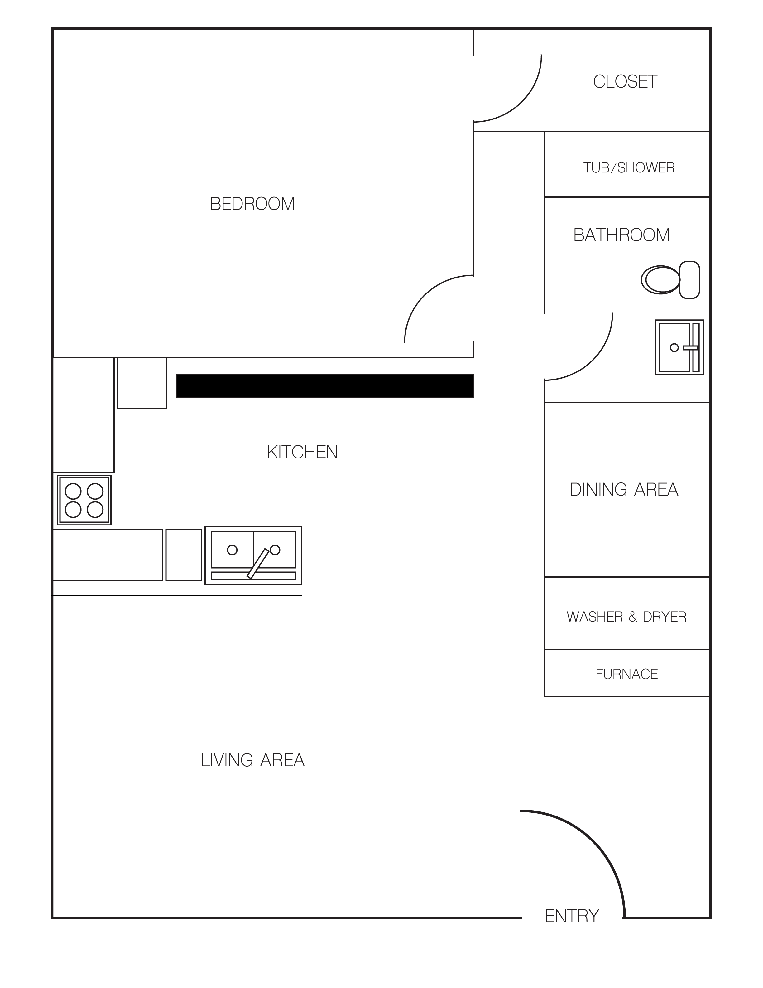1 Bedroom/1 Bathroom B