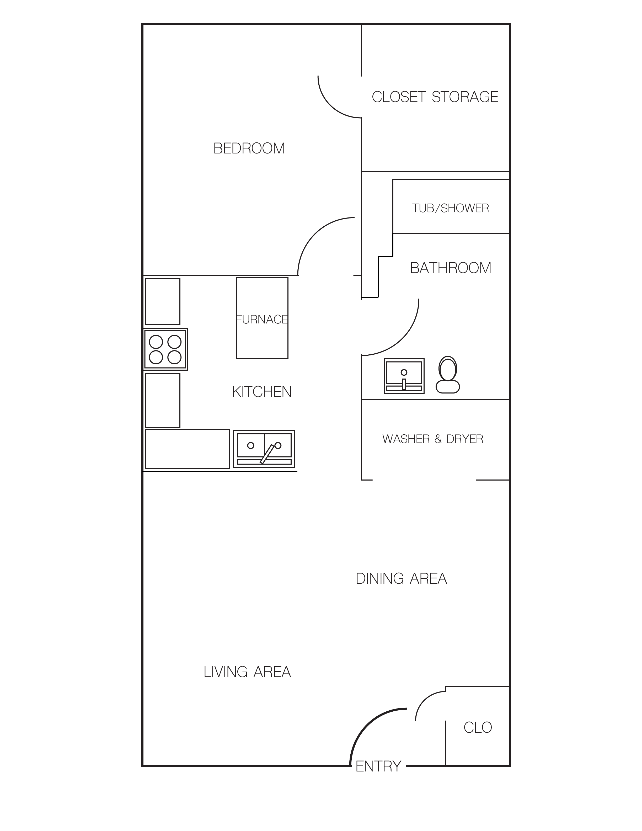 1 Bedroom/1 Bathroom A