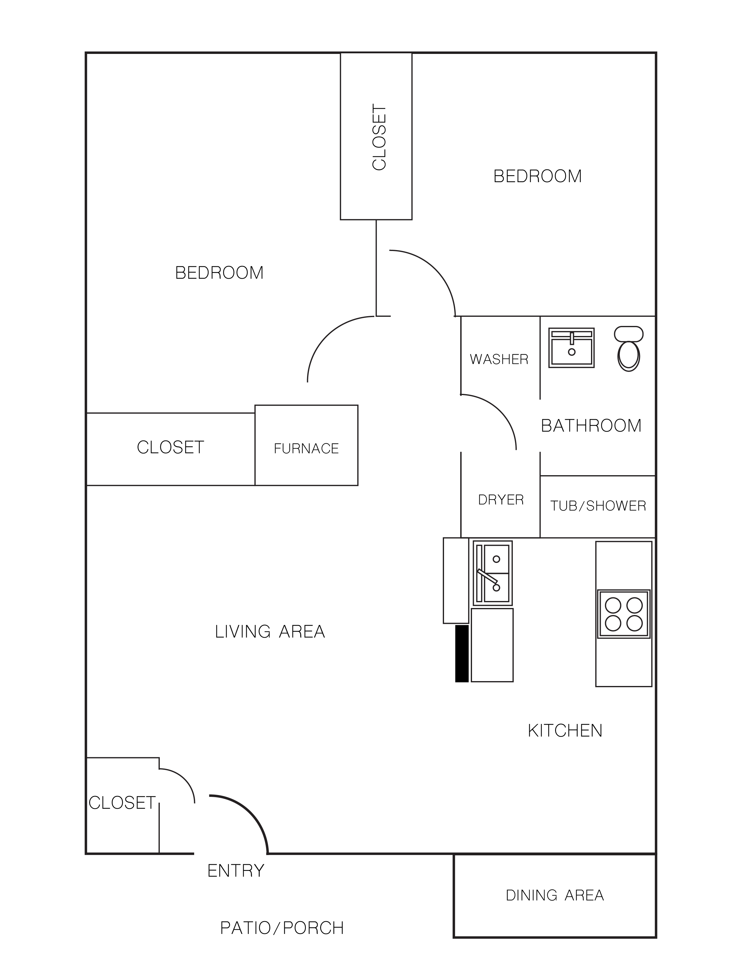 2 Bedroom/1 Bathroom B