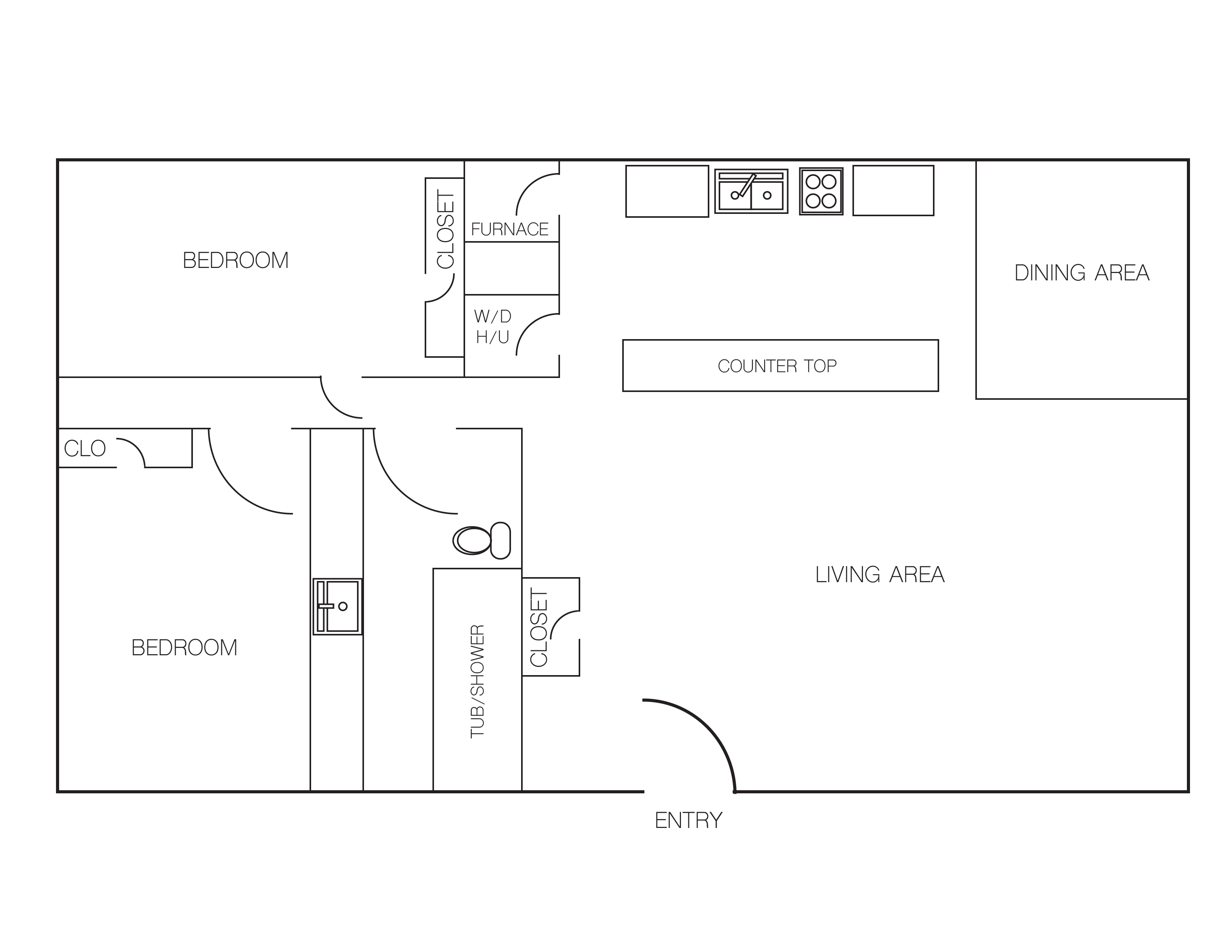 2 Bedroom/1 Bathroom A
