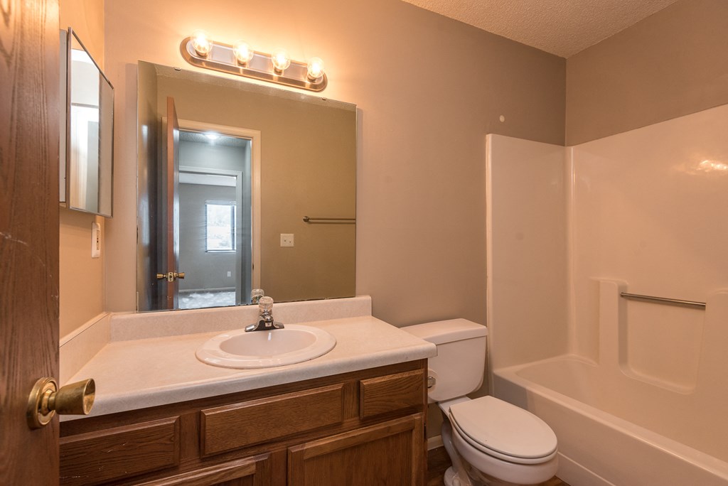 a bathroom with a sink toilet and a mirror
