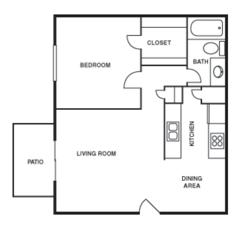 1 Bedroom/1 Bathroom B
