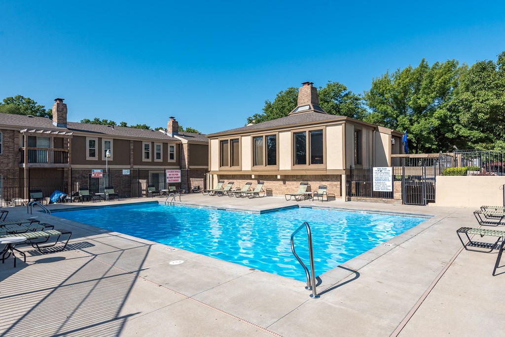 our apartments offer a swimming pool with our building in the background