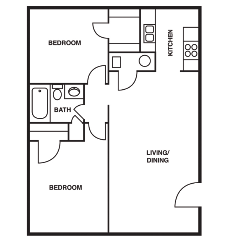 2 Bedroom/1 Bathroom