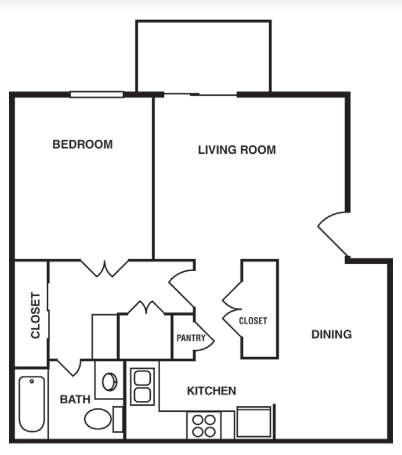 1 Bedroom/ 1 Bathroom 695