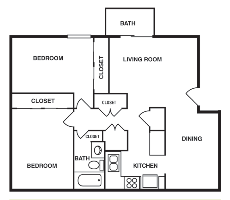 2 Bedroom/1 Bathroom