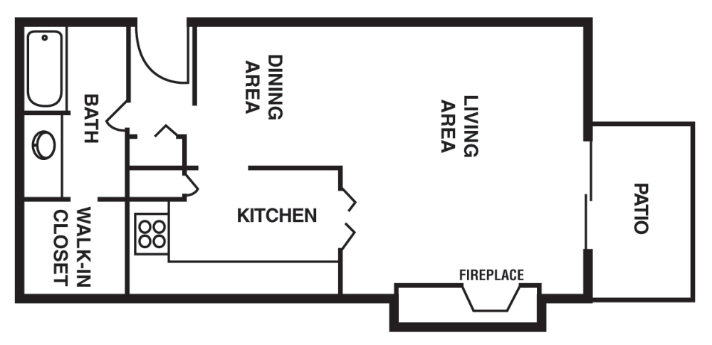 Studio with Fireplace